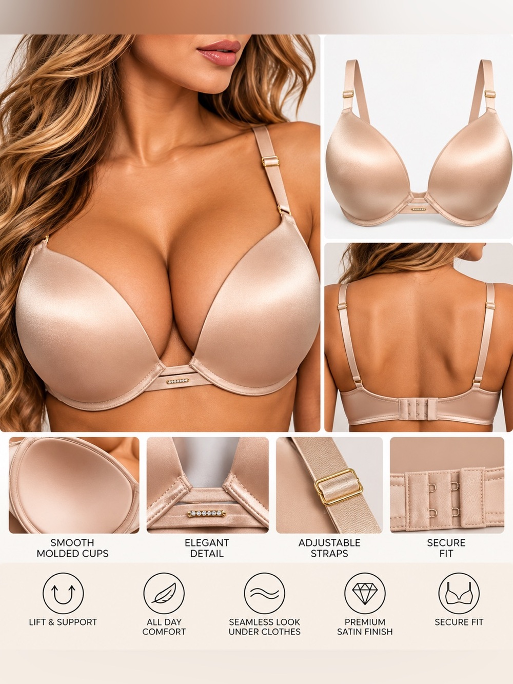 Victoria's Secret Light Beige very sexy pushup Bra Sz 36DDD NWT